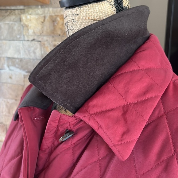 Vintage Carlisle maroon quilted barn jacket removable brown collar pockets - Picture 8 of 16